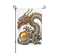 Drapeau de jardin 30,5 x 45,7 cm, double face pour printemps et été, bannière décorative de cour avec dragon chinois avec perle, petit drapeau saisonnier pour les vacances, décoration extérieure