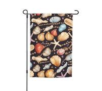 Drapeau de jardin 30,5 x 45,7 cm, double face pour printemps et été, bannière décorative de cour avec perles et coquillages, petit drapeau saisonnier pour les vacances, décoration extérieure