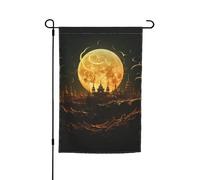 Drapeau de jardin 30,5 x 45,7 cm, double face pour printemps et été, bannière décorative de cour, bannière de lune dorée, petit drapeau saisonnier pour les vacances, décoration extérieure