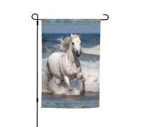 Drapeau de jardin 30,5 x 45,7 cm, double face pour printemps et été, bannière décorative de cour blanche qui court sur la mer, petit drapeau saisonnier pour les vacances, décoration extérieure