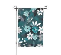 Drapeau de jardin 30,5 x 45,7 cm, double face pour printemps et été, bannière décorative de cour bleu sarcelle, gris et blanc, petit drapeau saisonnier pour les vacances et la décoration extérieure