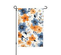 Drapeau de jardin 30,5 x 45,7 cm, double face pour printemps et été, bannière décorative de cour bleue et orange, petit drapeau saisonnier pour les vacances, décoration extérieure