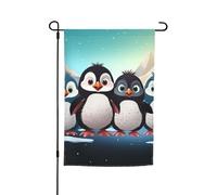 Drapeau de jardin 30,5 x 45,7 cm, double face pour printemps et été, bannière décorative de cour, cinq pingouins mignons, petit drapeau saisonnier pour les vacances, décoration extérieure