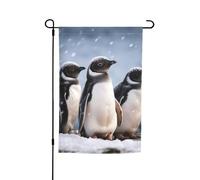 Drapeau de jardin 30,5 x 45,7 cm, double face pour printemps et été, bannière décorative de cour jeunes pingouins avec neige, petit drapeau saisonnier pour les vacances, décoration extérieure