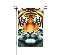 Drapeau de jardin 30,5 x 45,7 cm, double face pour printemps et été, bannière décorative de cour, petite tête de tigre, petit drapeau saisonnier pour les vacances, décoration extérieure
