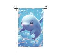 Drapeau de jardin 30,5 x 45,7 cm, double face pour printemps et été, bannière décorative de cour, poisson mignon, petit drapeau saisonnier, vacances, décoration extérieure