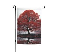 Drapeau de jardin 30,5 x 45,7 cm, double face pour printemps et été, bannière décorative de cour rouge arbre petit drapeau saisonnier vacances décoration extérieure