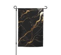 Drapeau de jardin 30,5 x 45,7 cm, double face pour printemps et été, bannière décorative en marbre noir et doré, petit drapeau saisonnier pour les vacances et la décoration extérieure
