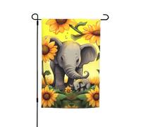 Drapeau de jardin 30,5 x 45,7 cm, double face pour printemps et été, bannière décorative mignonne éléphant tournesols petit drapeau saisonnier vacances décoration extérieure