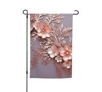 Drapeau de jardin 30,5 x 45,7 cm, double face pour printemps et été, bannière décorative or rose, élégant, floral, petit drapeau saisonnier, vacances, décoration extérieure
