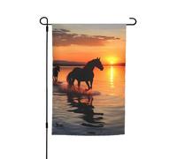 Drapeau de jardin 30,5 x 45,7 cm, double face pour printemps et été, bannière décorative pour cour, couchers de soleil, chevaux de lac, petit drapeau saisonnier pour les vacances, décoration