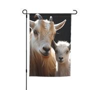 Drapeau de jardin 30,5 x 45,7 cm, double face pour printemps et été, bannière décorative pour cour - Joli bébé de chèvre avec mère - Petit drapeau saisonnier - Décoration extérieure