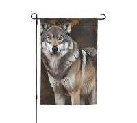 Drapeau de jardin 30,5 x 45,7 cm, double face pour printemps et été, bannière décorative pour cour sauvage, loup gris sauvage, petit drapeau saisonnier pour les vacances, décoration extérieure