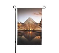 Drapeau de jardin 30,5 x 45,7 cm, double face pour printemps et été, bannière décorative pour jardin, musée du Louvre à Paris, petit drapeau saisonnier pour les vacances et l'extérieur