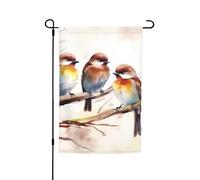 Drapeau de jardin 30,5 x 45,7 cm, double face pour printemps et été, bannière d'oiseaux reposant sur une branche d'arbre, petit drapeau saisonnier pour les vacances, décoration extérieure