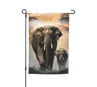 Drapeau de jardin 30,5 x 45,7 cm, double face pour printemps et été, bannière éléphant dans le brouillard, petit drapeau saisonnier pour les vacances, décoration extérieure