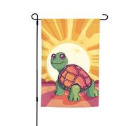 Drapeau de jardin 30,5 x 45,7 cm, double face pour printemps et été, bannière tortue au soleil, petit drapeau saisonnier pour les vacances et l'extérieur