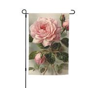 Drapeau de jardin 30,5 x 45,7 cm, double face pour printemps et été, bannière vintage rose rose, petit drapeau saisonnier pour les vacances, décoration extérieure