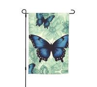 Drapeau de jardin 30,5 x 45,7 cm, double face pour printemps et été - Motif papillon bleu - Petit drapeau saisonnier - Décoration extérieure