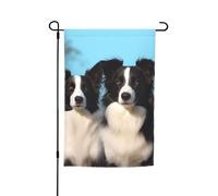 Drapeau de jardin 30,5 x 45,7 cm double face Printemps Été Bienvenue Drapeau de jardin Border Collie Bannière de cour Drapeau de vacances saisonnières Panneau pour extérieur saisonnier Porche pelouse