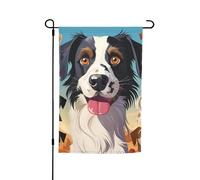 Drapeau de jardin 30,5 x 45,7 cm double face Printemps Été Bienvenue Drapeau de jardin La race de chien Bannière de cour Drapeau de vacances saisonnières Panneau pour extérieur saisonnier Porche
