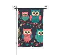 Drapeau de jardin 30,5 x 45,7 cm double face Printemps Été Bienvenue Drapeau de jardin mignon chouettes Bannière de cour Drapeau de vacances saisonnières Panneau pour extérieur saisonnier porche