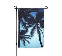 Drapeau de jardin 30,5 x 45,7 cm double face Printemps Été Bienvenue Drapeau de jardin Palmier Bleu Décoration extérieure Bannière Drapeau de cour Drapeau de vacances saisonnières Panneau pour