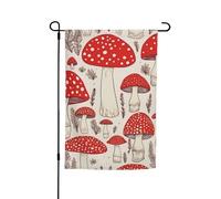 Drapeau de jardin 30,5 x 45,7 cm double face Printemps Été Bienvenue Drapeau de jardin Rouge Blanc Champignon Bannière de cour Drapeau de vacances saisonnières Panneau pour extérieur saisonnier Porche