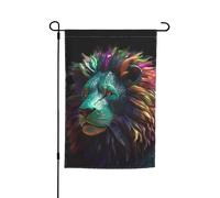 Drapeau de jardin 30,5 x 45,7 cm, double face printemps été décoratif bannière drapeau de cour abstrait art 3D lion petit drapeau saisonnier vacances décoration extérieure