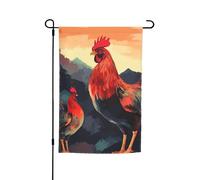 Drapeau de jardin 30,5 x 45,7 cm, double face printemps été décoratif drapeau de cour bannière coq beau art petit drapeau saisonnier vacances décoration extérieure