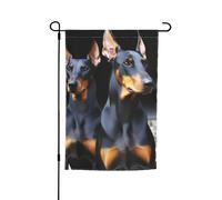 Drapeau de jardin 30,5 x 45,7 cm double face Printemps Été Drapeau de bienvenue de jardin Doberman Bannière de cour Drapeau de vacances saisonnières Panneau pour extérieur saisonnier porche pelouse