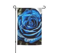 Drapeau de jardin 30,5 x 45,7 cm double face Printemps Été Drapeau de bienvenue de jardin Rose bleue Bannière de décoration extérieure Drapeau de cour Drapeau de vacances saisonnières Panneau pour