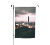 Drapeau de jardin 30,5 x 45,7 cm double face Printemps Été Drapeau de bienvenue de jardin Taipei Décor extérieur Bannière de cour Drapeau de vacances saisonnières Panneau pour extérieur saisonnier