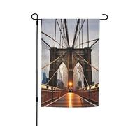 Drapeau de jardin 30,5 x 45,7 cm double face Printemps Été Drapeau de jardin de bienvenue Photo du pont de Brooklyn Décoration extérieure Bannière Drapeau de cour Drapeau de vacances saisonnières