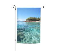 Drapeau de jardin 30,5 x 45,7 cm, double face, printemps été, drapeau décoratif de cour, bannière île Fidji et mer transparente, petit drapeau saisonnier pour les vacances et l'extérieur
