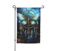 Drapeau de jardin 30,5 x 45,7 cm double face vertical, bannière de vacances, attrape-rêves, libellule, drapeaux de jardin, petit drapeau de bienvenue en toile de jute pour extérieur, terrasse, cour