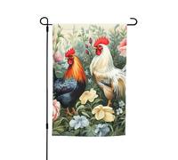 Drapeau de jardin 30,5 x 45,7 cm double face vertical, bannière de vacances, coq, drapeaux de jardin, petit drapeau de bienvenue en toile de jute pour extérieur, terrasse, cour, pelouse