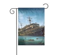 Drapeau de jardin 30,5 x 45,7 cm double face vertical bienvenue drapeau d'été ne se décolore pas drapeaux de maison abandonné bateau de croisière en mer bannière pour décoration extérieure saisonnière