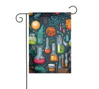 Drapeau de jardin 30,5 x 45,7 cm double face vertical bienvenue drapeaux d'été ne se décolorent pas drapeaux de maison de dessin animé thème science bannière de cour pour ferme saisonnière cour
