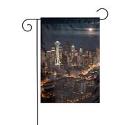 Drapeau de jardin 30,5 x 45,7 cm double face vertical bienvenue drapeaux d'été ne se décolorent pas drapeaux de maison ville Seattle cour bannière pour ferme saisonnière cour décoration extérieure