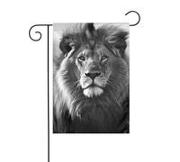 Drapeau de jardin 30,5 x 45,7 cm double face vertical bienvenue drapeaux d'été ne se décolorent pas drapeaux de maison lion africain noir et blanc bannière de cour pour décoration extérieure