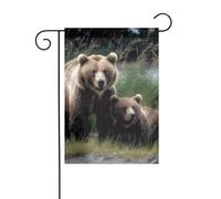 Drapeau de jardin 30,5 x 45,7 cm double face vertical bienvenue drapeaux d'été ne se décolorent pas drapeaux de maison Une mère et un ourson bannière de cour pour la ferme saisonnière cour décoration