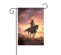 Drapeau de jardin 30,5 x 45,7 cm double face vertical bienvenue drapeaux d'été ne se décolorent pas drapeaux de maison cowboy ouest bannière pour ferme saisonnière cour décoration extérieure