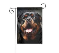 Drapeau de jardin 30,5 x 45,7 cm double face vertical bienvenue drapeaux d'été ne se décolorent pas drapeaux de maison cool Rottweiler Dog Art Yard bannière pour ferme saisonnière cour décoration