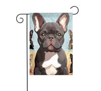 Drapeau de jardin 30,5 x 45,7 cm double face vertical, ne se décolore pas, bouledogue français, bannière mignonne pour ferme, cour, décoration extérieure