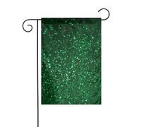 Drapeau de jardin 30,5 x 45,7 cm double face vertical, ne se décolore pas, drapeau de maison à paillettes vertes scintillantes, bannière pour décoration extérieure saisonnière de ferme, cour