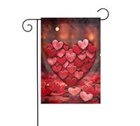 Drapeau de jardin 30,5 x 45,7 cm double face vertical, ne se décolore pas, drapeaux de maison, cœurs rouges, bannière d'amour pour ferme, cour, décoration extérieure