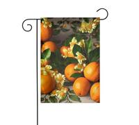 Drapeau de jardin 30,5 x 45,7 cm double face vertical, ne se décolore pas, drapeaux de maison, fleurs jaunes et fruits oranges, bannière pour décoration extérieure saisonnière de ferme, cour