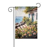 Drapeau de jardin 30,5 x 45,7 cm double face vertical, ne se décolore pas, drapeaux de maison, fleurs près de la maison grecque, bannière pour ferme, cour, décoration extérieure