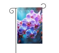 Drapeau de jardin 30,5 x 45,7 cm double face vertical, ne se décolore pas, orchidées colorées, bannière de cour pour ferme, cour, décoration extérieure